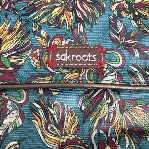 Sakroots Lunch Bag Box Flap Insulated Blue Print Coated Canvas Bird Pattern - Picture 2 of 10